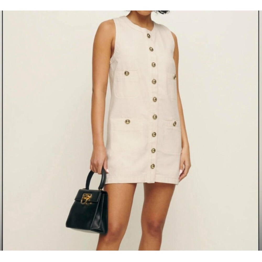 REFORMATION cream Tropez denim mini dress sz 12